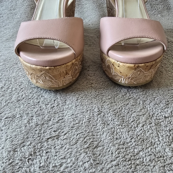 Jimmy Choo pink leather platform wedge sandals size 40 - Picture 3 of 15
